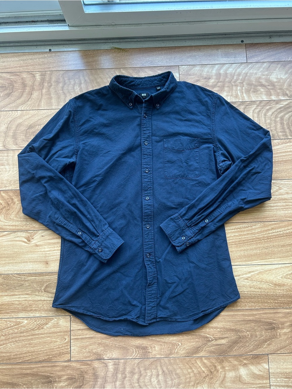 Uniqlo Navy Blue Slim Fit Button Down Shirt